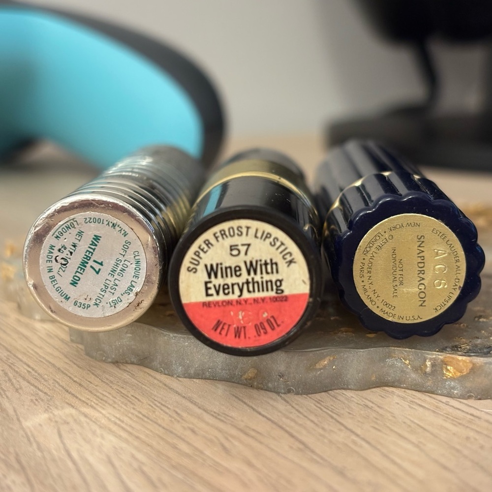 Vintage Lipstick set of 3 Revlon Clinique Estée Lauder - Picture 3 of 3